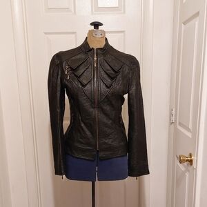 Kut from the Kloth Dark Leather Jacket